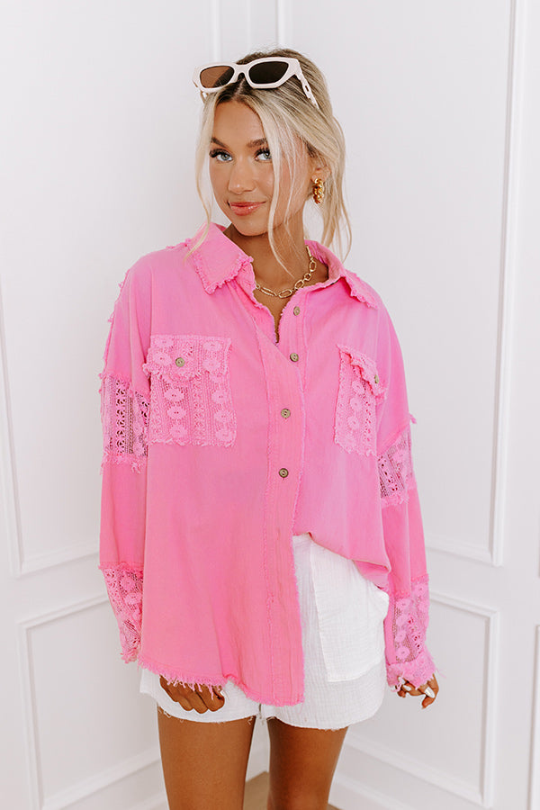 Premium Loving Smile Lace Button-Up Top