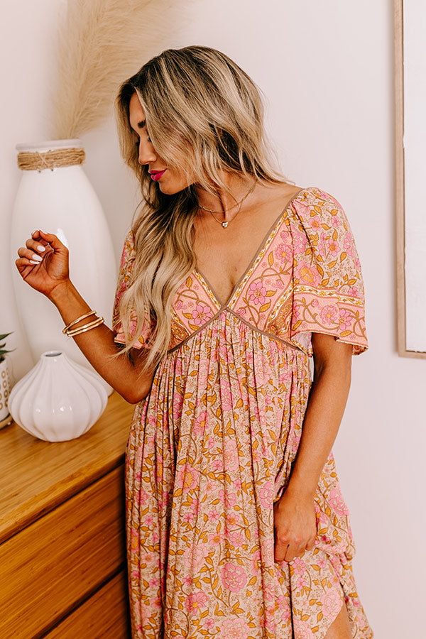 Premium Florence Stroll Maxi Dress - Boho Chic in Blush