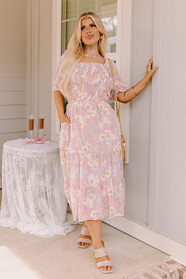 Ultimate Floral Elegance Smocked Midi Dress