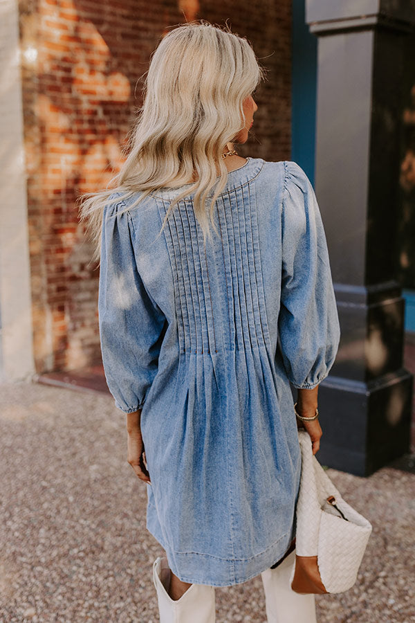 Ultimate Chambray Pleated Mini Dress - Effortless Style