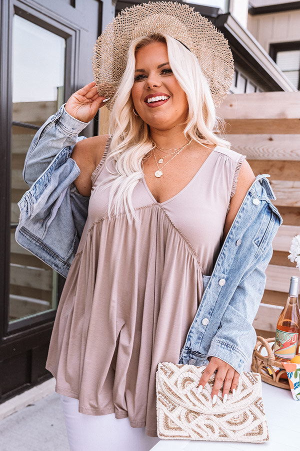 Premium Adley Babydoll Shift Tank in Mocha Curves - Ultimate Comfort for Plus Size