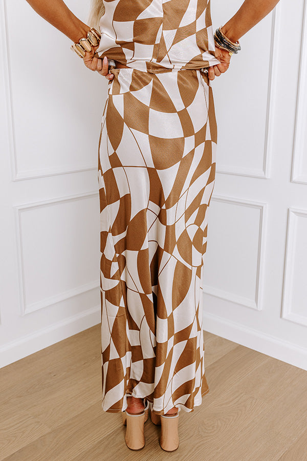 Premium Versailles Vogue High Waist Satin Midi Skirt in Chocolate - Ultimate Style Upgrade