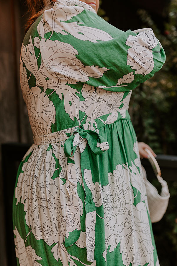 Premium Floral Midi Dress - Green Curves Collection