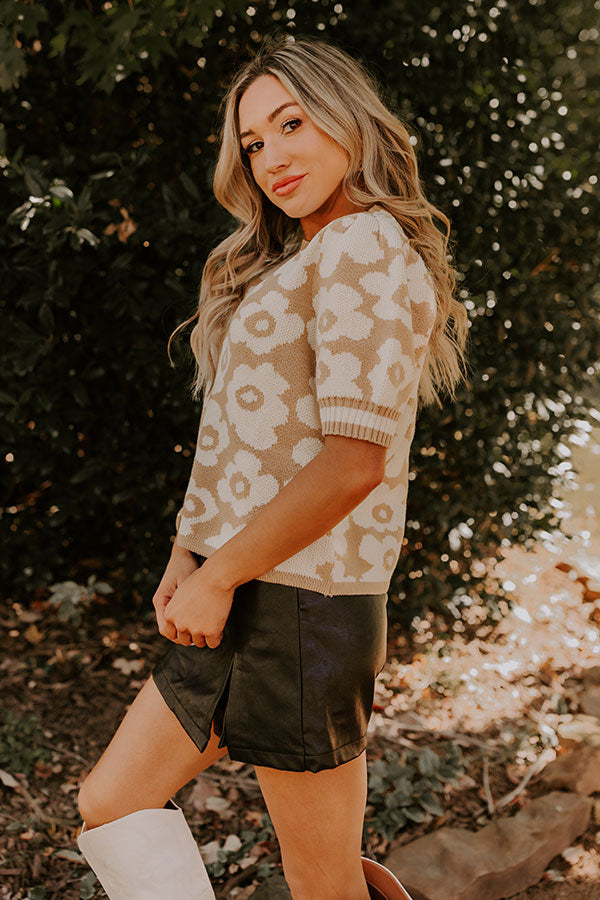 Ultimate Block Party Floral Knit Top - Beige | Effortless Style