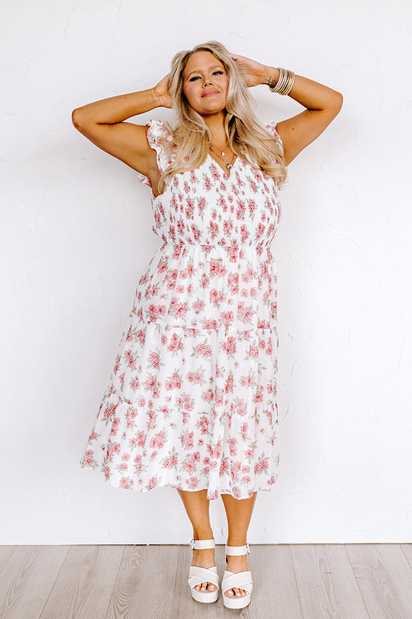 Premium Romantic Smocked Midi Dress - Promise Me Dear