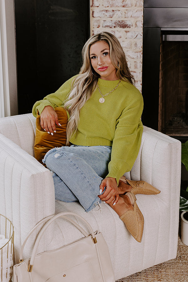 Premium Coastal Breeze Knit Sweater in Lime Punch - Ultimate Comfort & Style