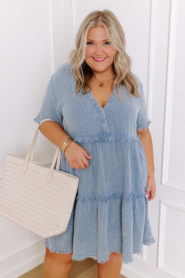 Premium Summer Mimosa Babydoll Dress - Airy Blue Curves