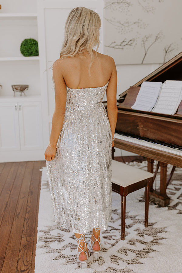Ultimate Sparkle Sequin Midi Dress in Champagne - Perfect for Special Occasions