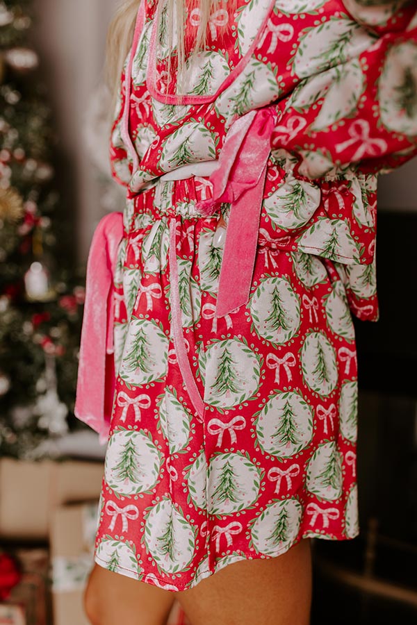 Premium Christmas Dreaming Satin Pajama Shorts - Festive Red