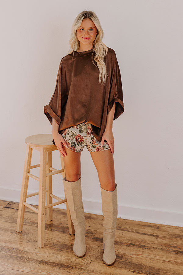 Premium City Lights Satin Top - Ultimate Chestnut Elegance