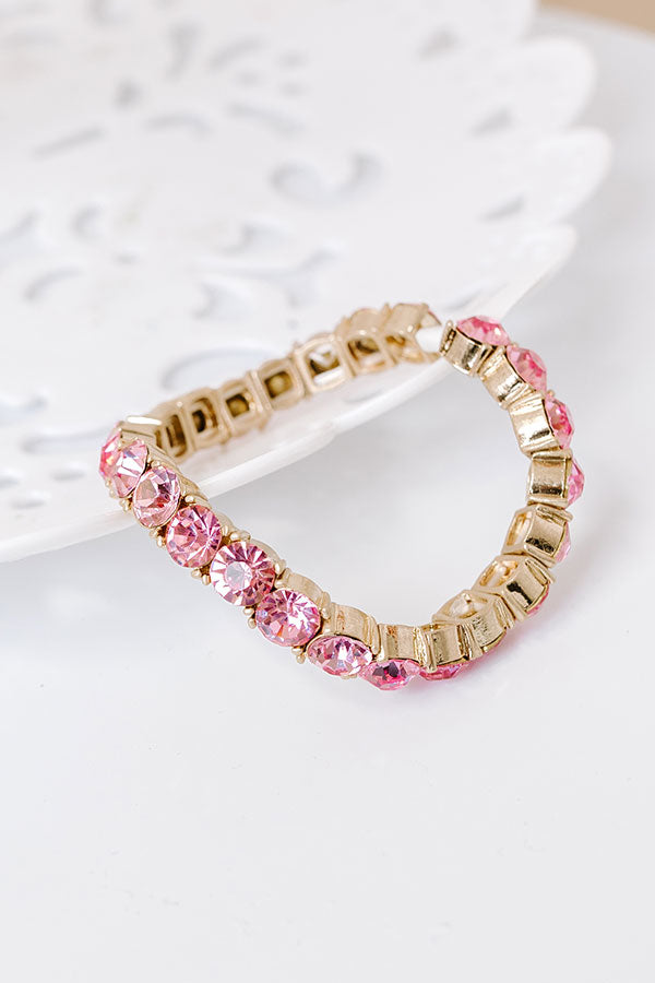 Premium Sparkle Stretch Bracelet - Pink Glamour