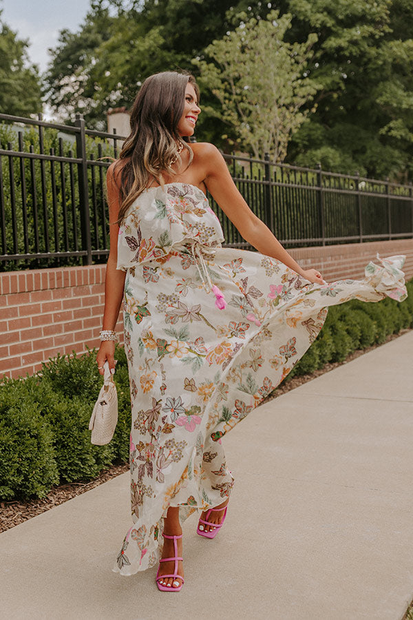 Premium Seashells In Seychelles Floral Maxi Dress