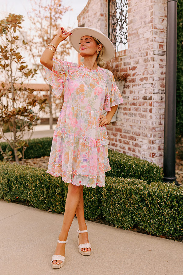 Ultimate Sweet Blossom Ruffle Mini Dress - Feminine & Floral