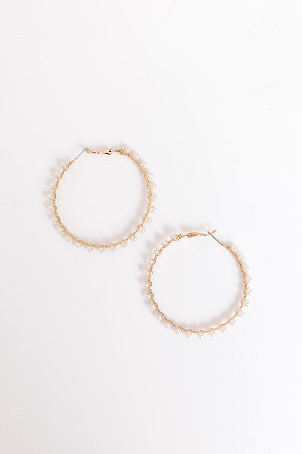 Premium New York Grove Pearl Hoop Earrings