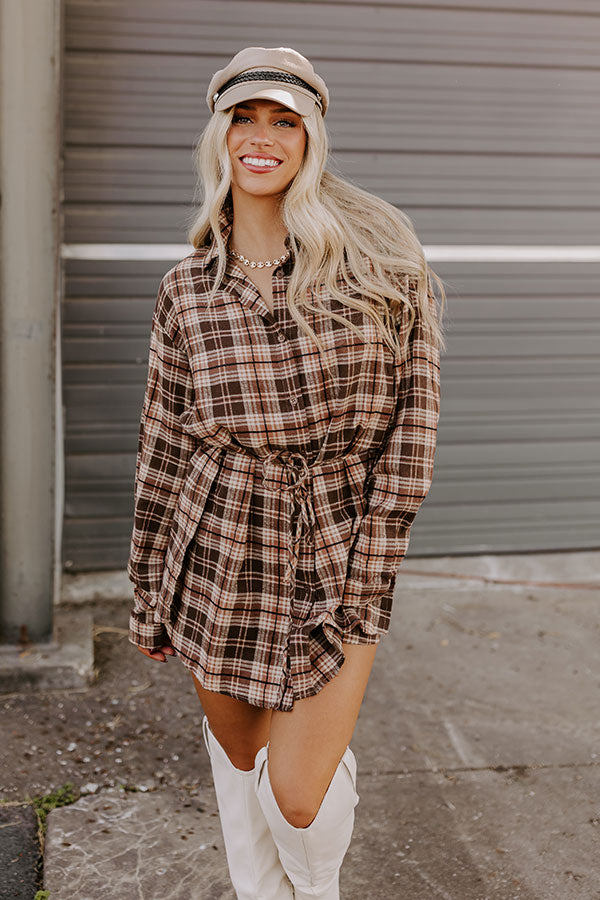 Premium Pumpkin Patch Cutie Flannel Romper - Ultimate Brown Chic