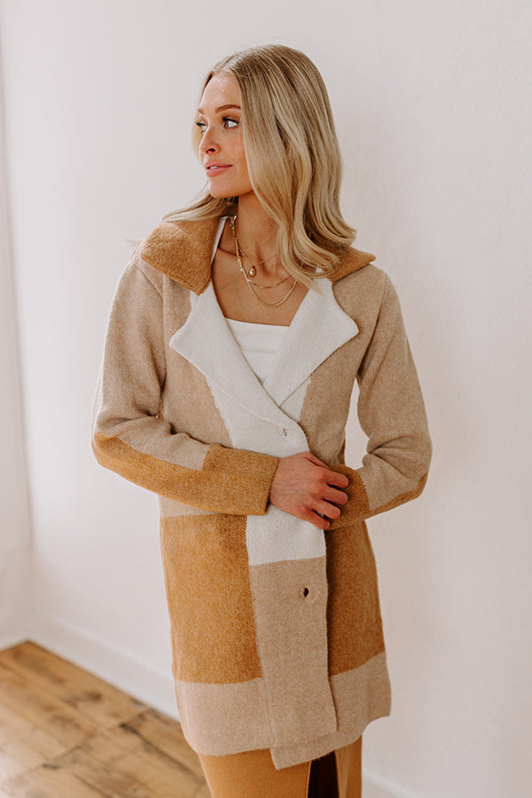 Premium Apple Spiced Wishes Knit Coat - Camel