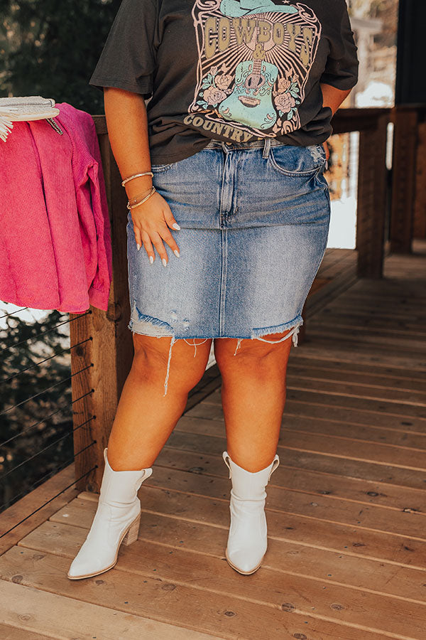 Premium Judy Blue Melissa High Waist Distressed Denim Skirt for Curves