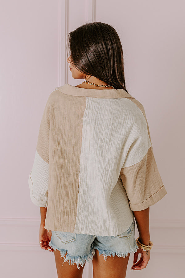 Premium Summer Lover Colorblock Top - Iced Latte & Ivory