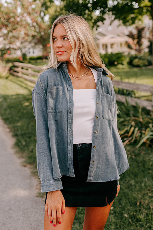 Premium Casual Chambray Button-Up Shirt in Charcoal - Ultimate Style Upgrade