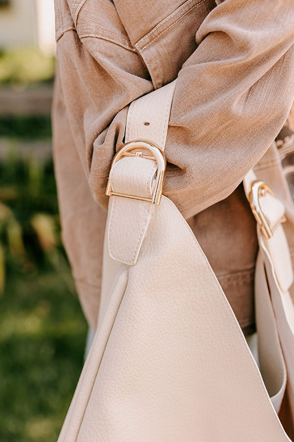 Premium Faux Leather Tote Bag - Cream | Ultimate On-The-Go Style