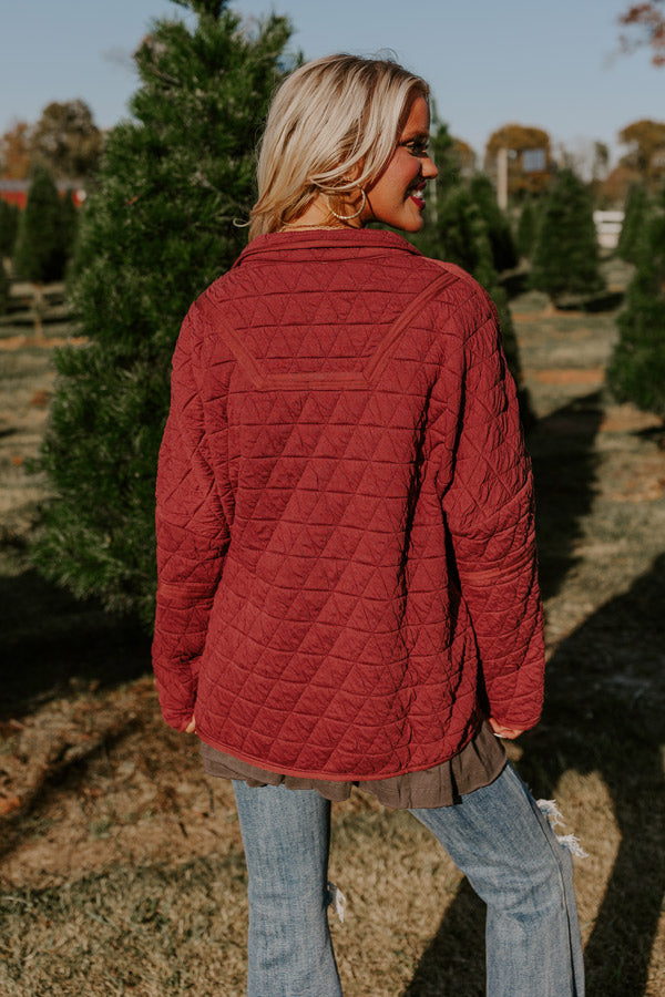 Premium Bonfire Nights Quilted Jacket in Wine - Ultimate Cozy Layering