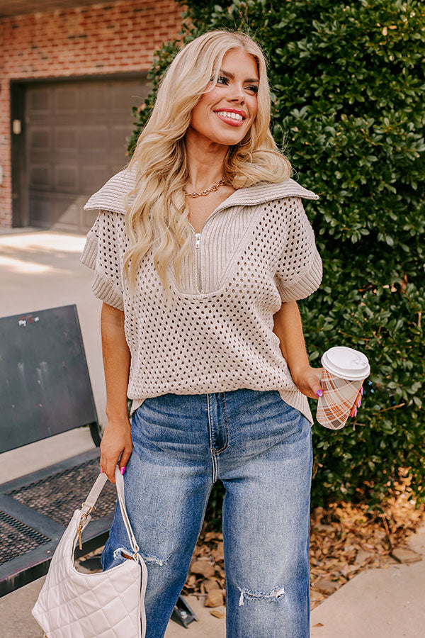 Premium Cozy Lifestyle Knit Top - Oatmeal Curves