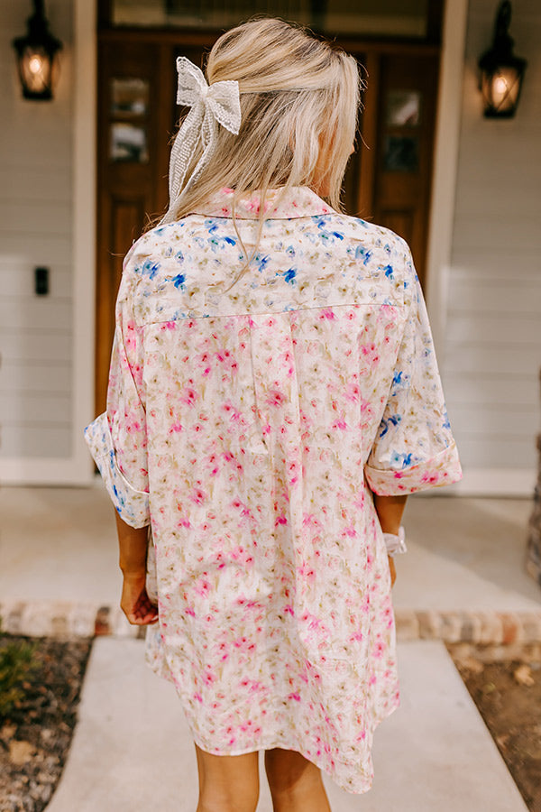 Premium Seaside Peace Shift Dress - Floral Elegance