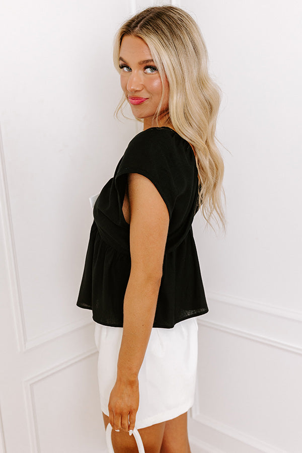 Premium Linen-Blend Crush Top - Black | Ultimate Comfort & Style