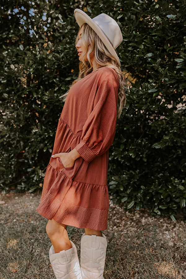 Premium Dreamy Moment Mini Dress in Rust - Ultimate Comfort & Style