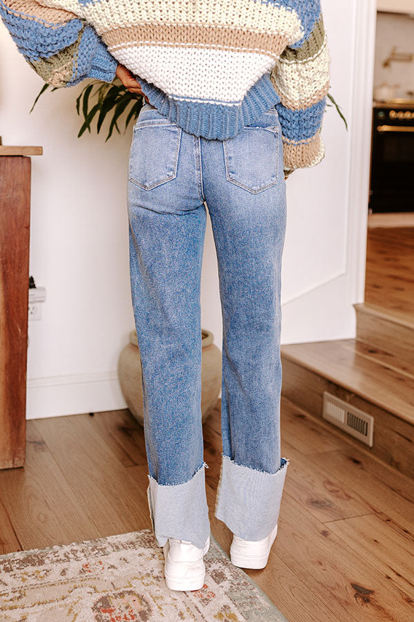 RISEN Ellie Premium High Waist Straight Leg Cuffed Jean - Ultimate Casual Style