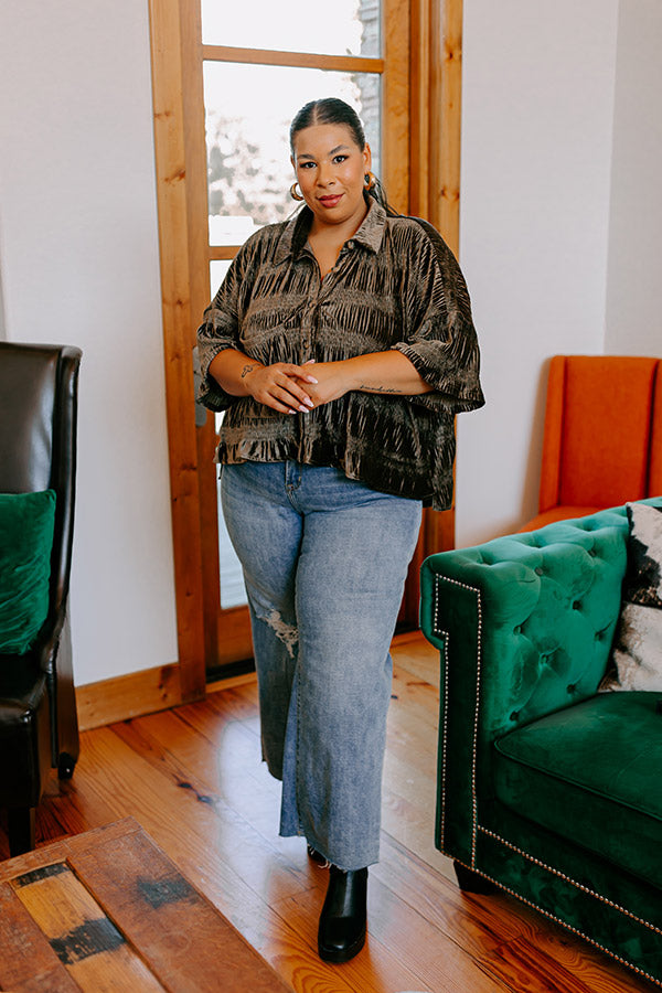 Premium Roman Holiday Velvet Top - Martini Olive Curves