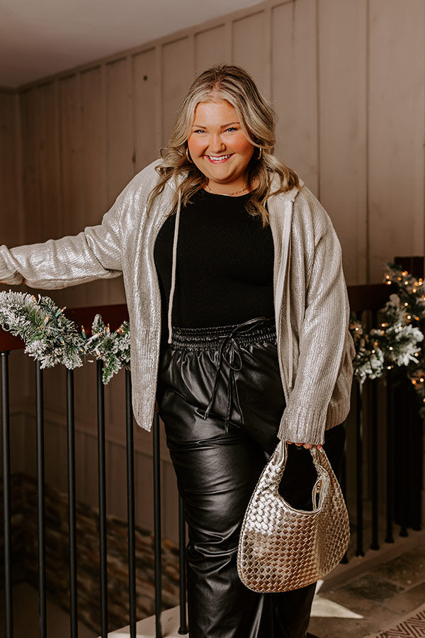 Ultimate Shine Metallic Hooded Knit Sweater