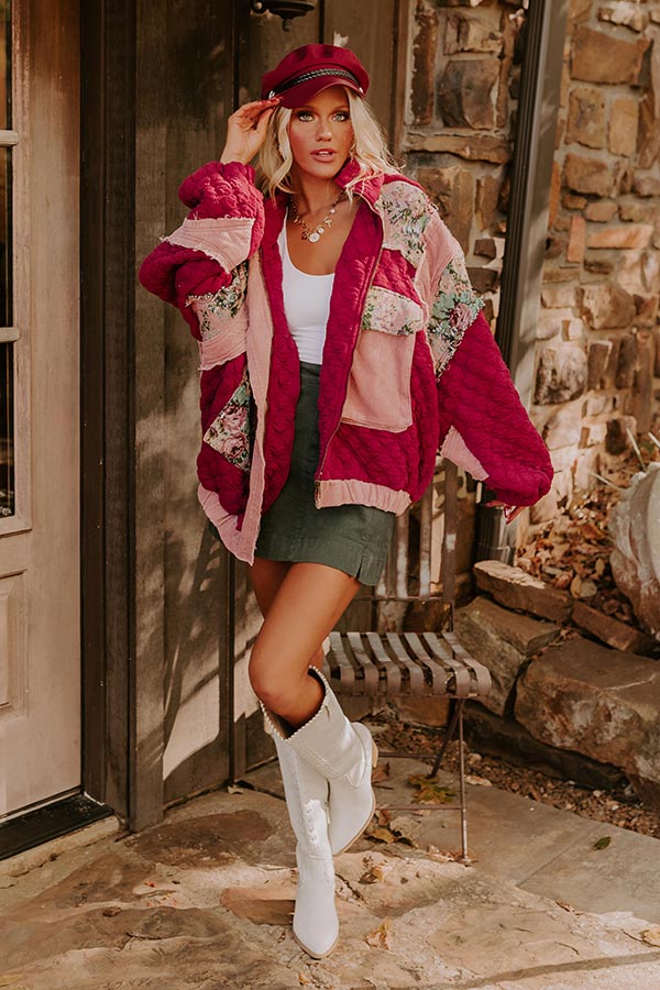 Ultimate Cozy Couture Quilted Jacket in Sangria