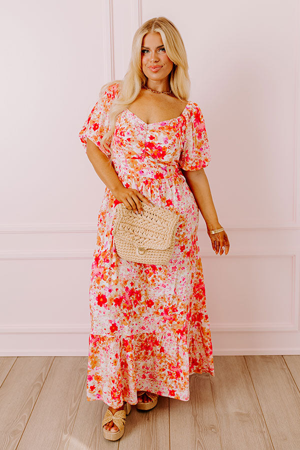 Premium Joyful Bloom Maxi Dress for Curves