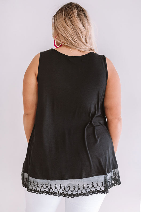 Premium Athens Shift Tank - Black Lace Hem for Curves