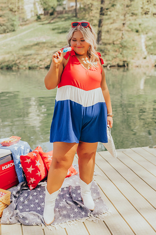 Premium Lakeside Celebration Romper - Red, White & Blue