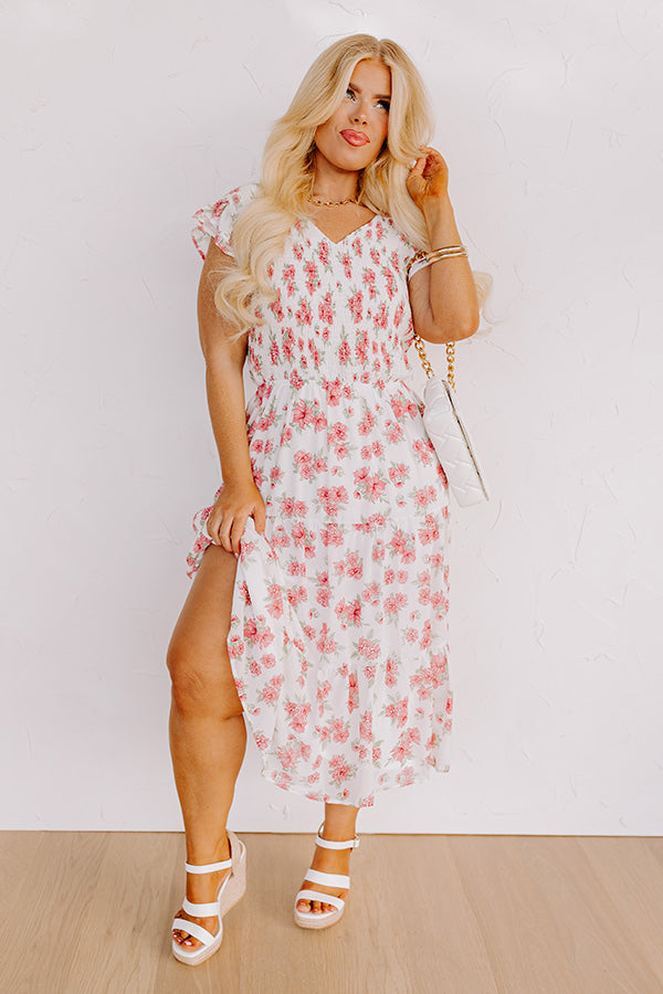 Premium Romantic Smocked Midi Dress - Promise Me Dear