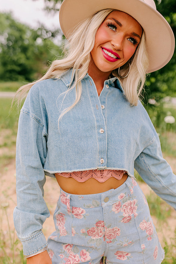 Premium Love Chambray Crop Top - Effortless Style