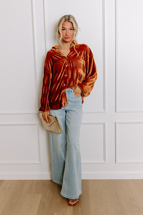 Premium Velvet Elegance Top - Rust Edition