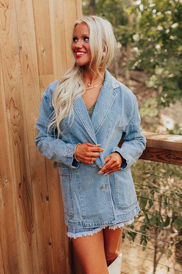 Premium Parisian Denim Oversized Blazer