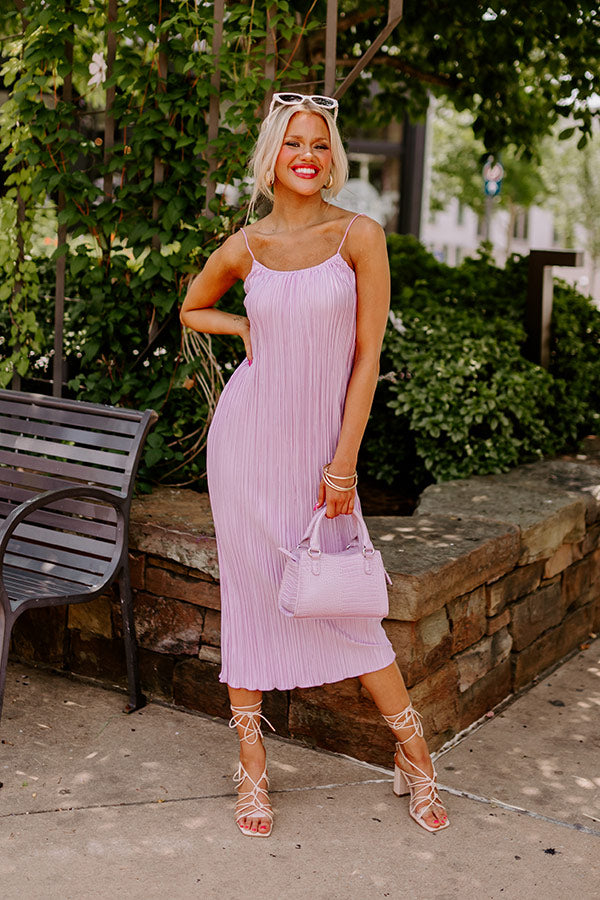 Premium Lavender Pleated Midi Dress - Flirty Frills Collection