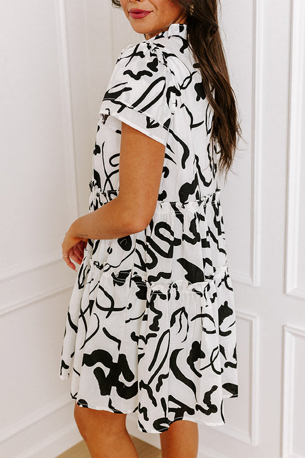 Premium Black Abstract Art Mini Dress