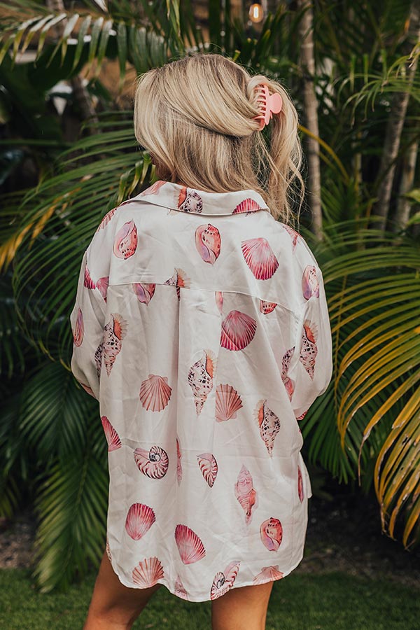 Premium Seashell Elegance Satin Shirt