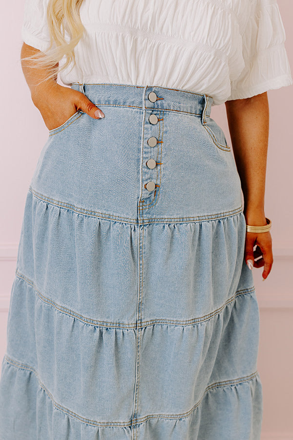 Premium Jacey Denim Skirt - Ultimate Curves & Comfort