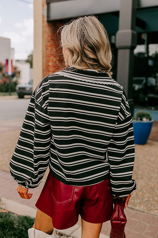 Premium Mulled Wine Stripe Tie-Front Top