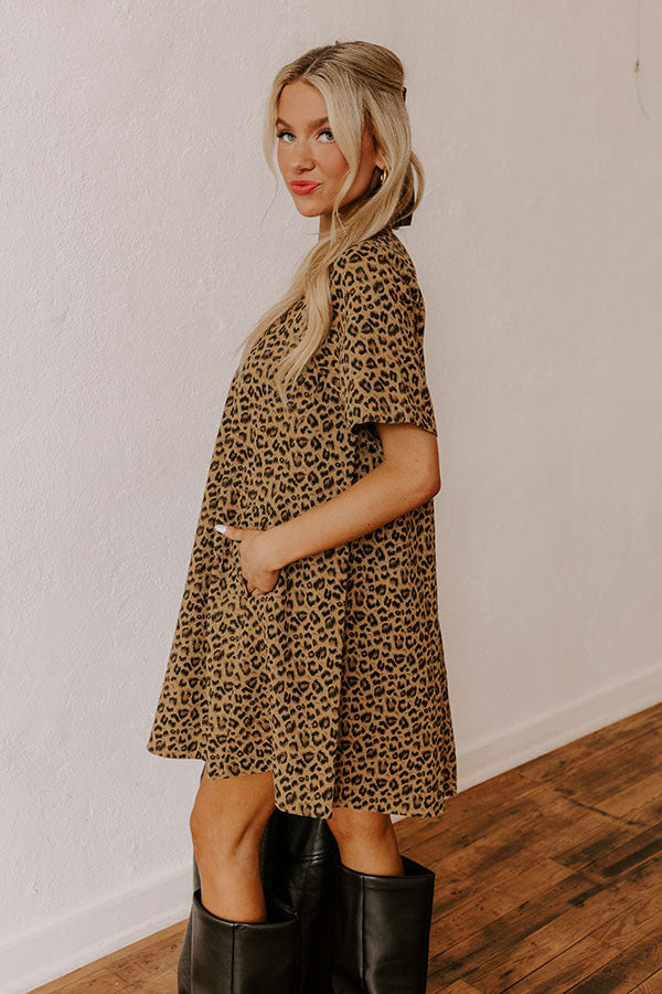 Ultimate Leopard Print Denim Mini Dress - Chic & Confident