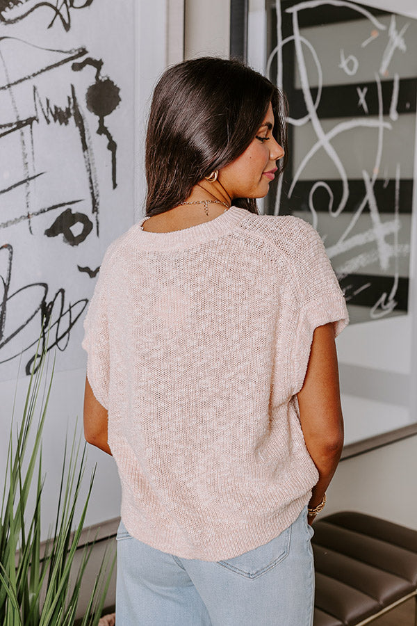 Premium Light Peach Knit Top - Barcelona Inspired Style