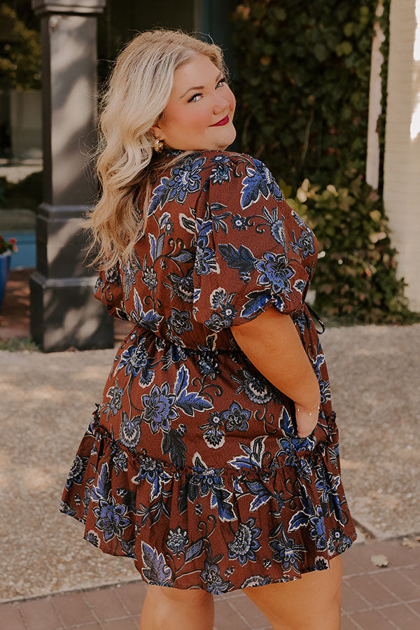 Premium Autumn Aura Floral Mini Dress - Ultimate Fall Style