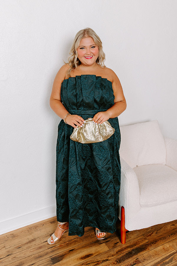 Premium Jacquard Midi Dress - Dark Hunter Green | Ultimate Gala Night Outfit