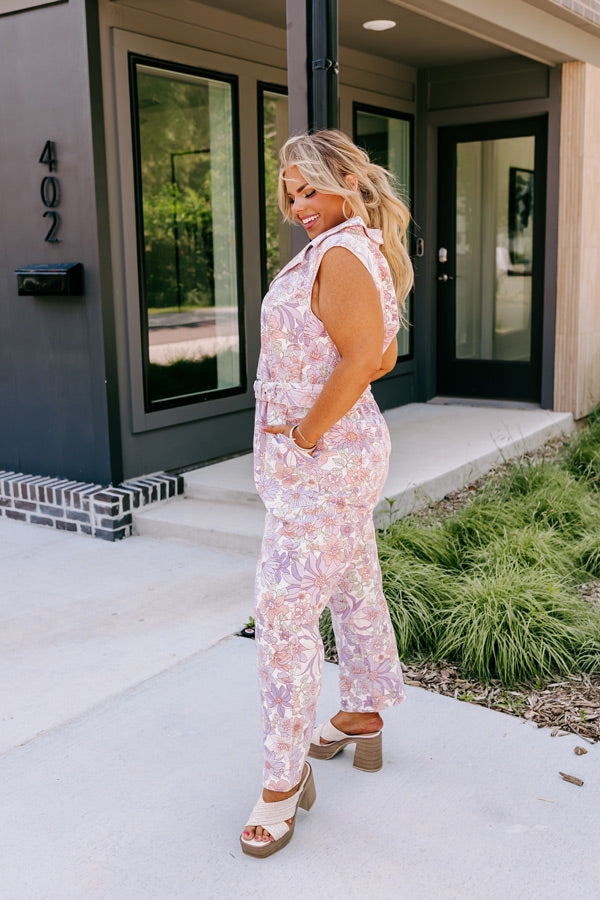 Ultimate Floral Denim Jumpsuit for Curves